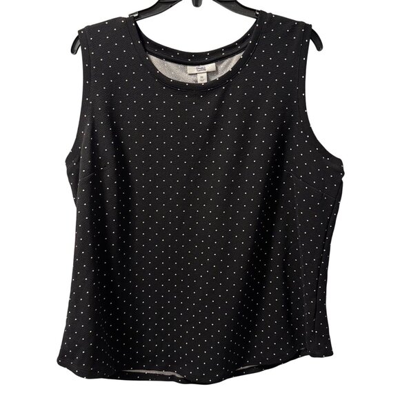 Groft & Barrow Blouse Sz XXL Black Sleeveless Top With White Dots top - Picture 6 of 12